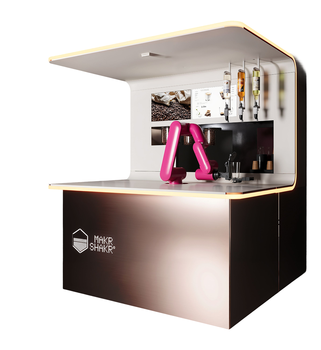 The robotic Makr Shakr Café taken from the side